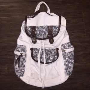 White and Floral Backpack